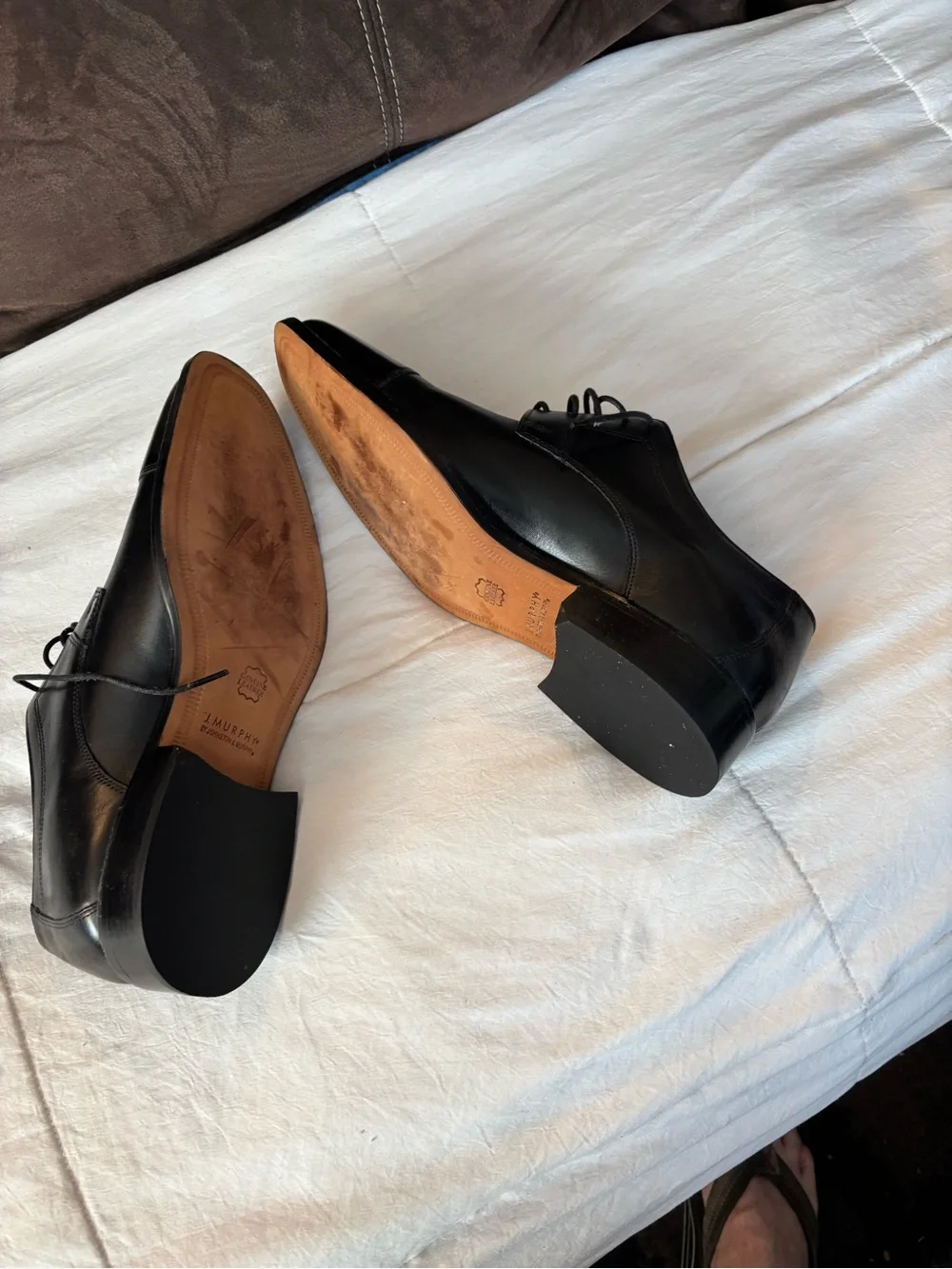 J. Murphy Black Leather Cap-Toe Oxford - Men's Dress Shoes